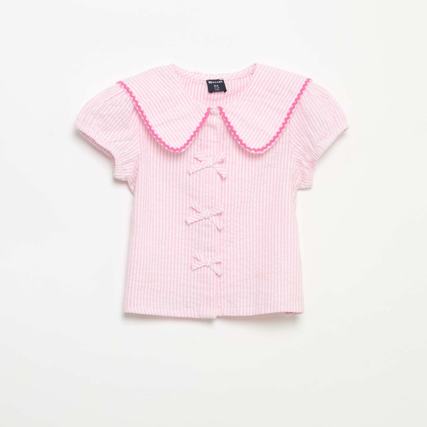 Short-sleeved blouse with bows PINK