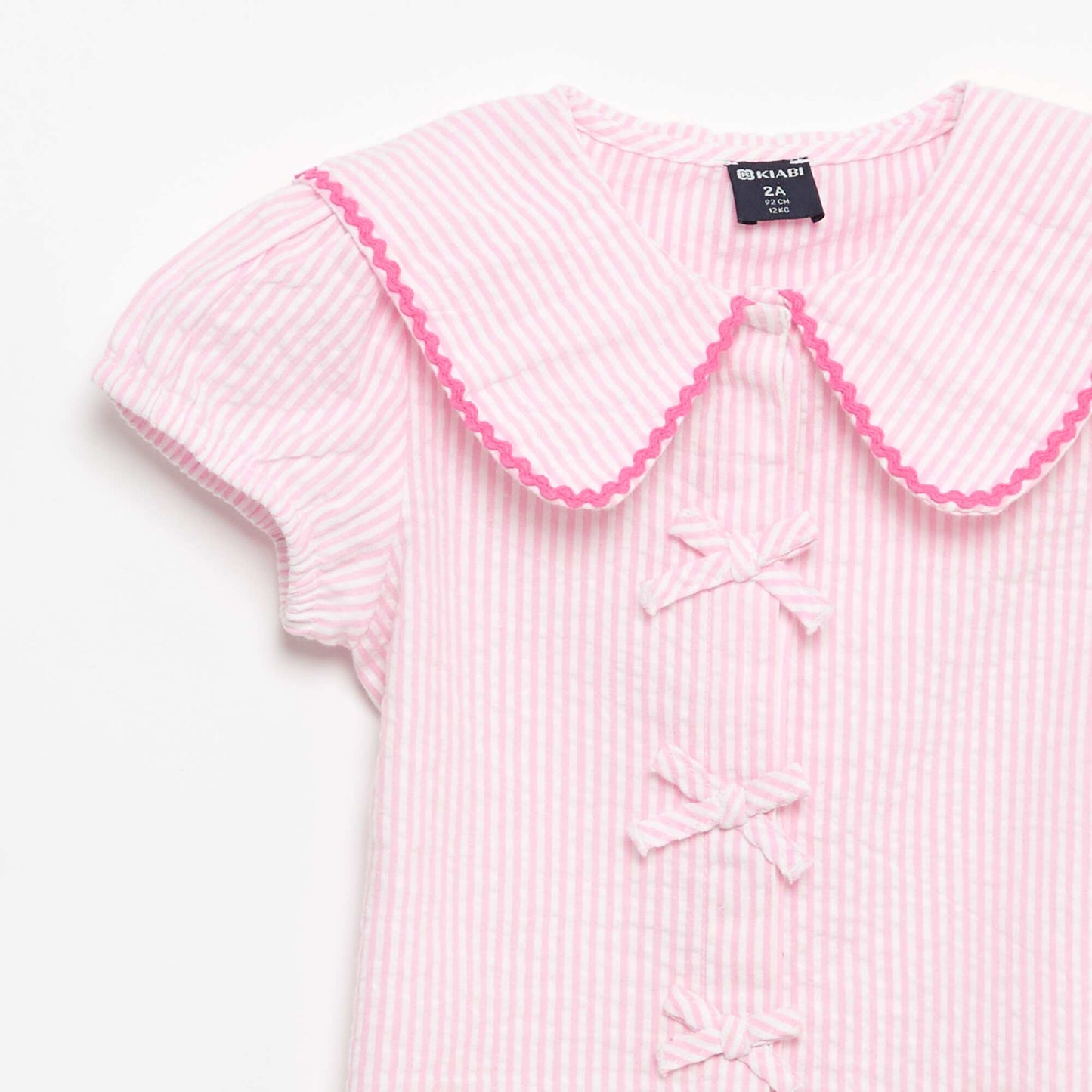 Short-sleeved blouse with bows PINK