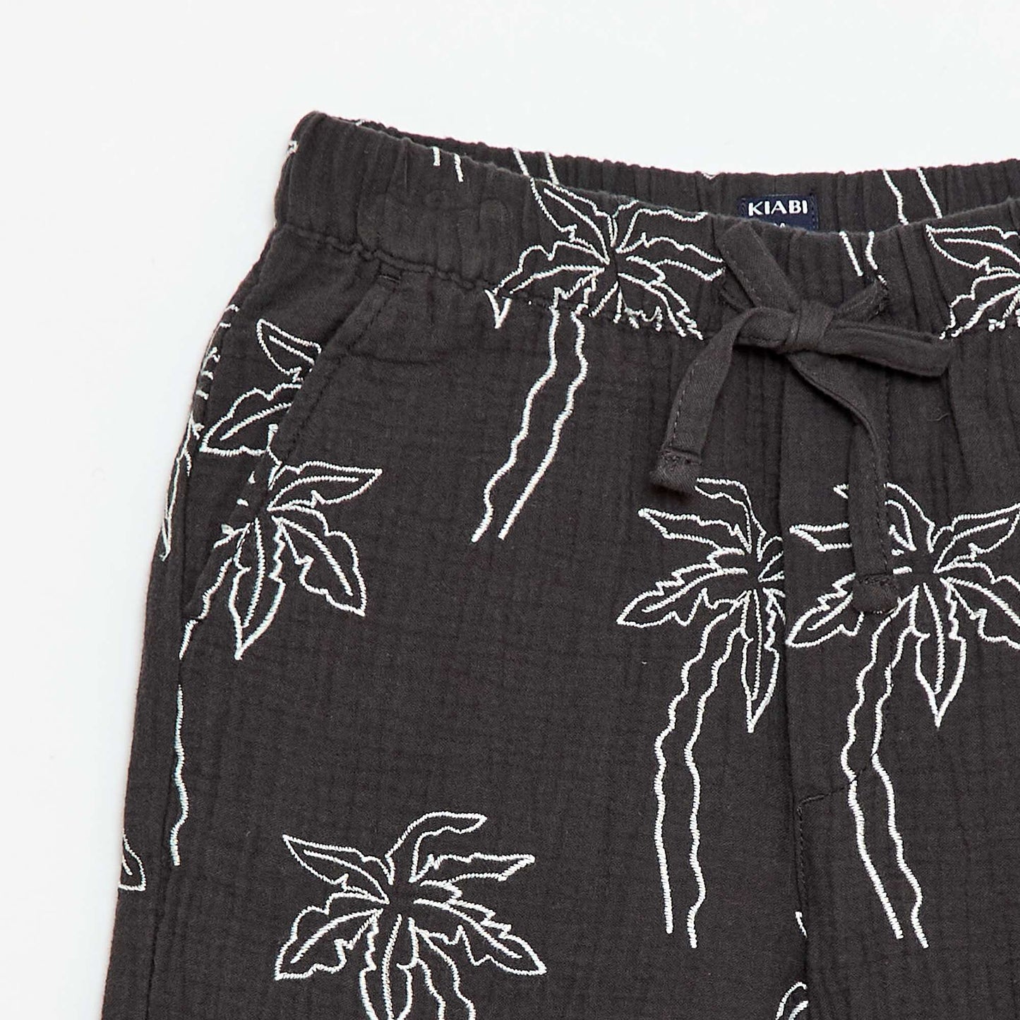 Embroidered Cotton Gauze Shorts BLACK