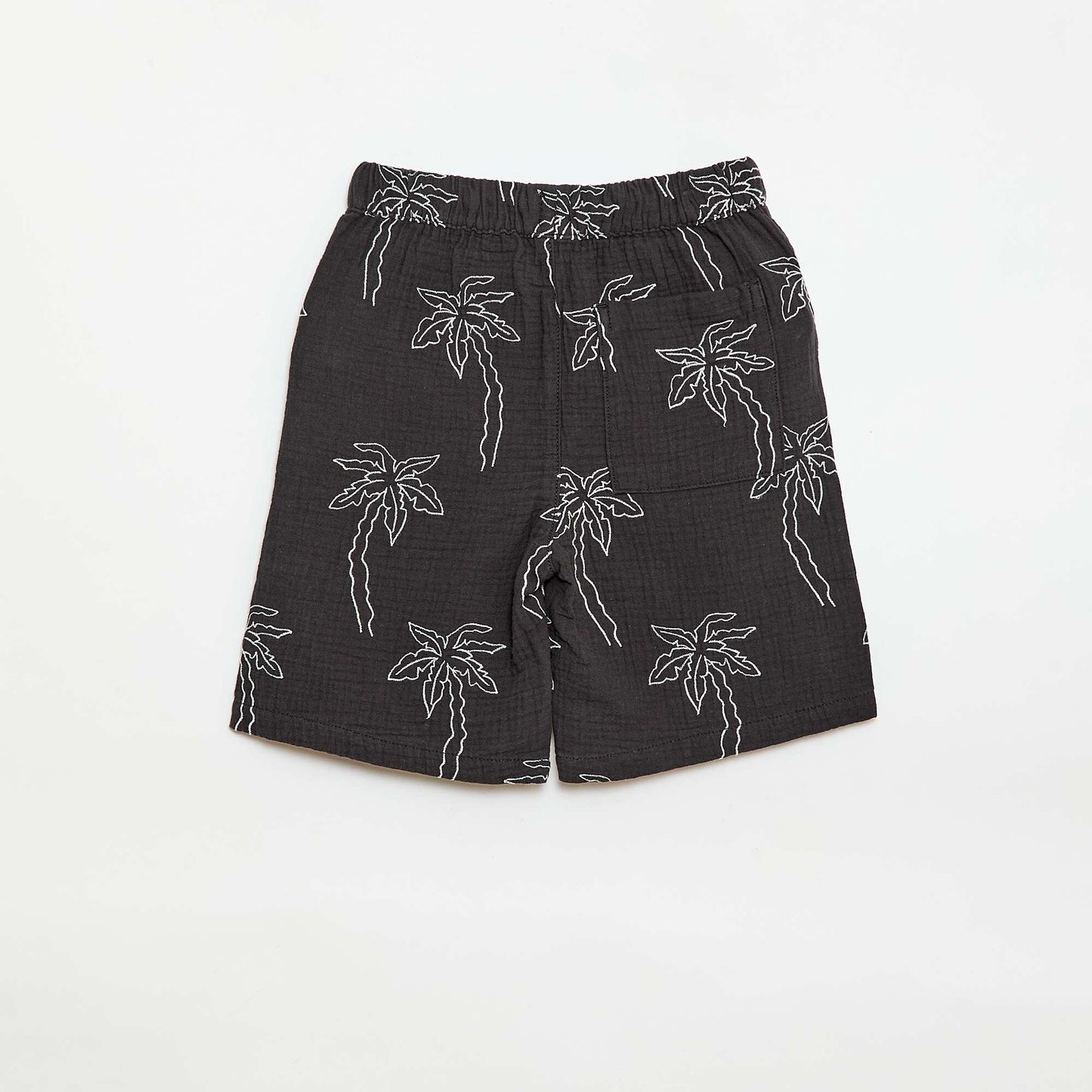 Embroidered Cotton Gauze Shorts BLACK
