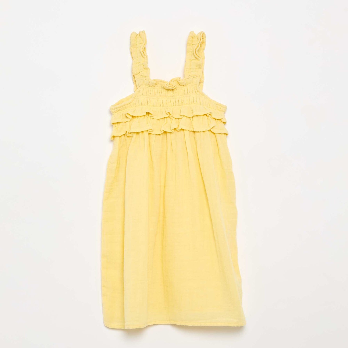 Ruffled Smocked Strappy Dress YELLOW