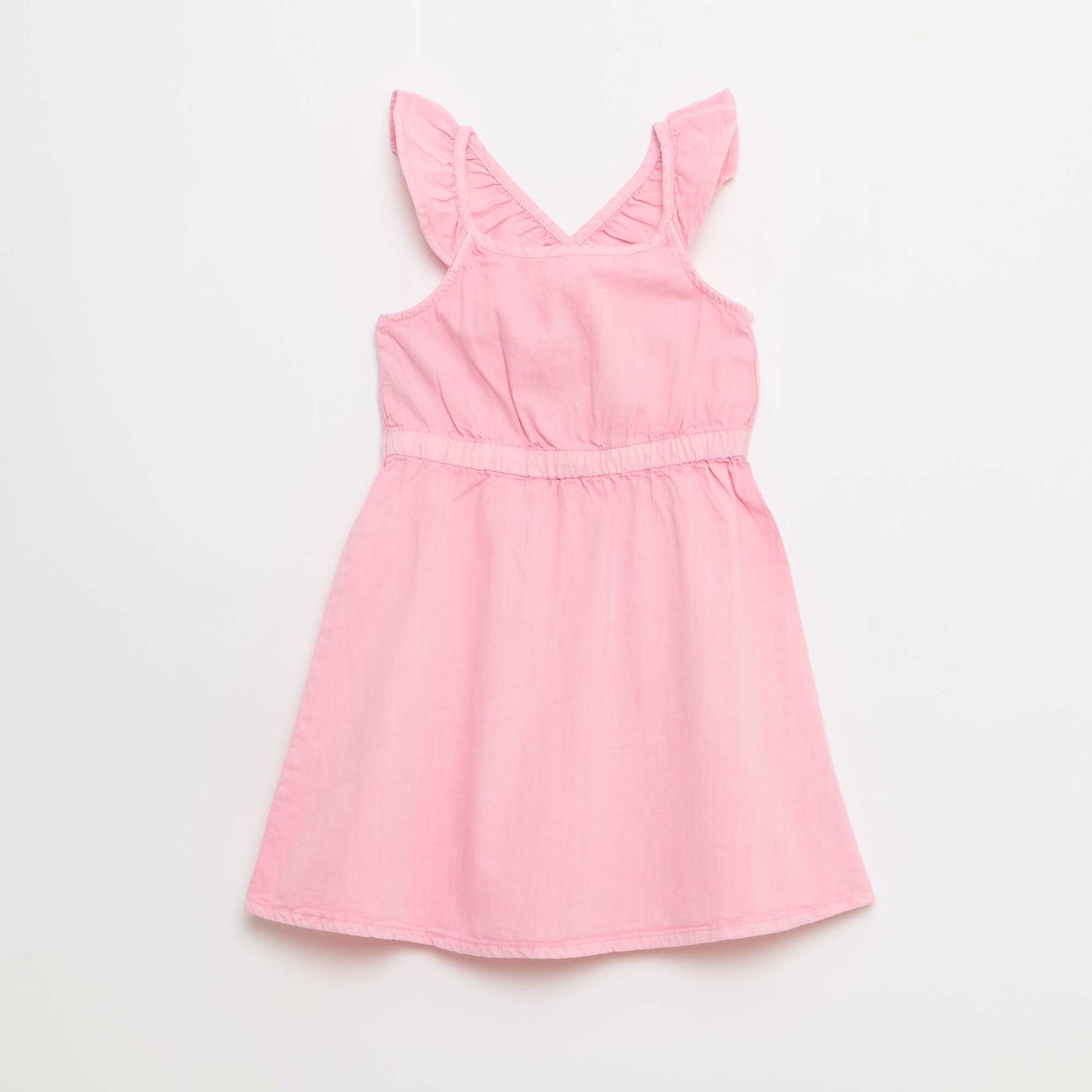 Solid Color Ruffled Strap Dress PINK