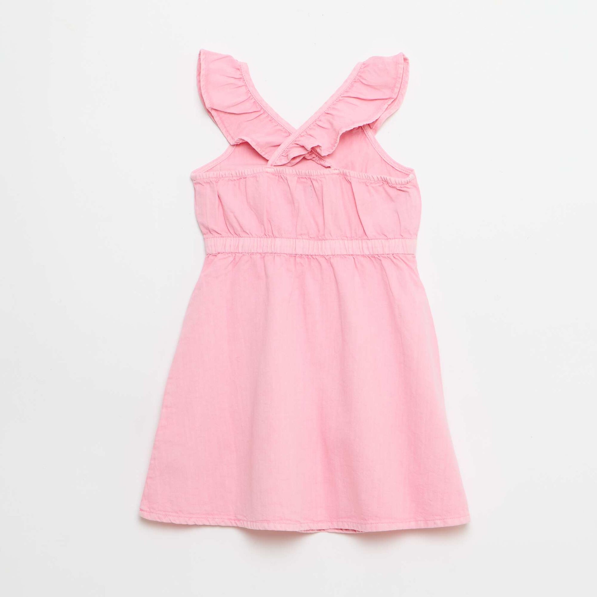 Solid Color Ruffled Strap Dress PINK