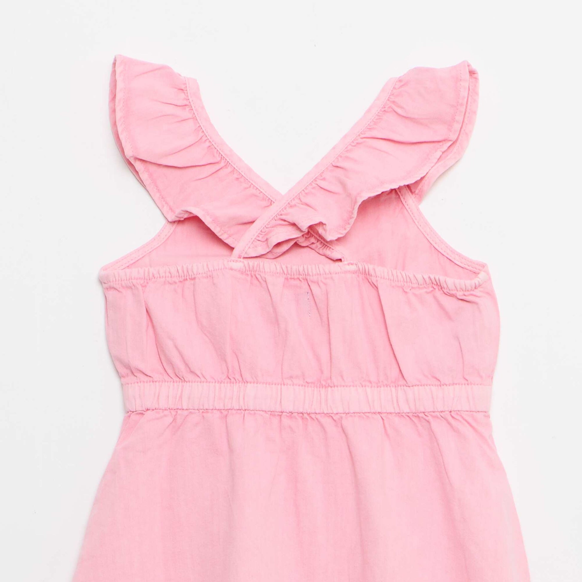 Solid Color Ruffled Strap Dress PINK