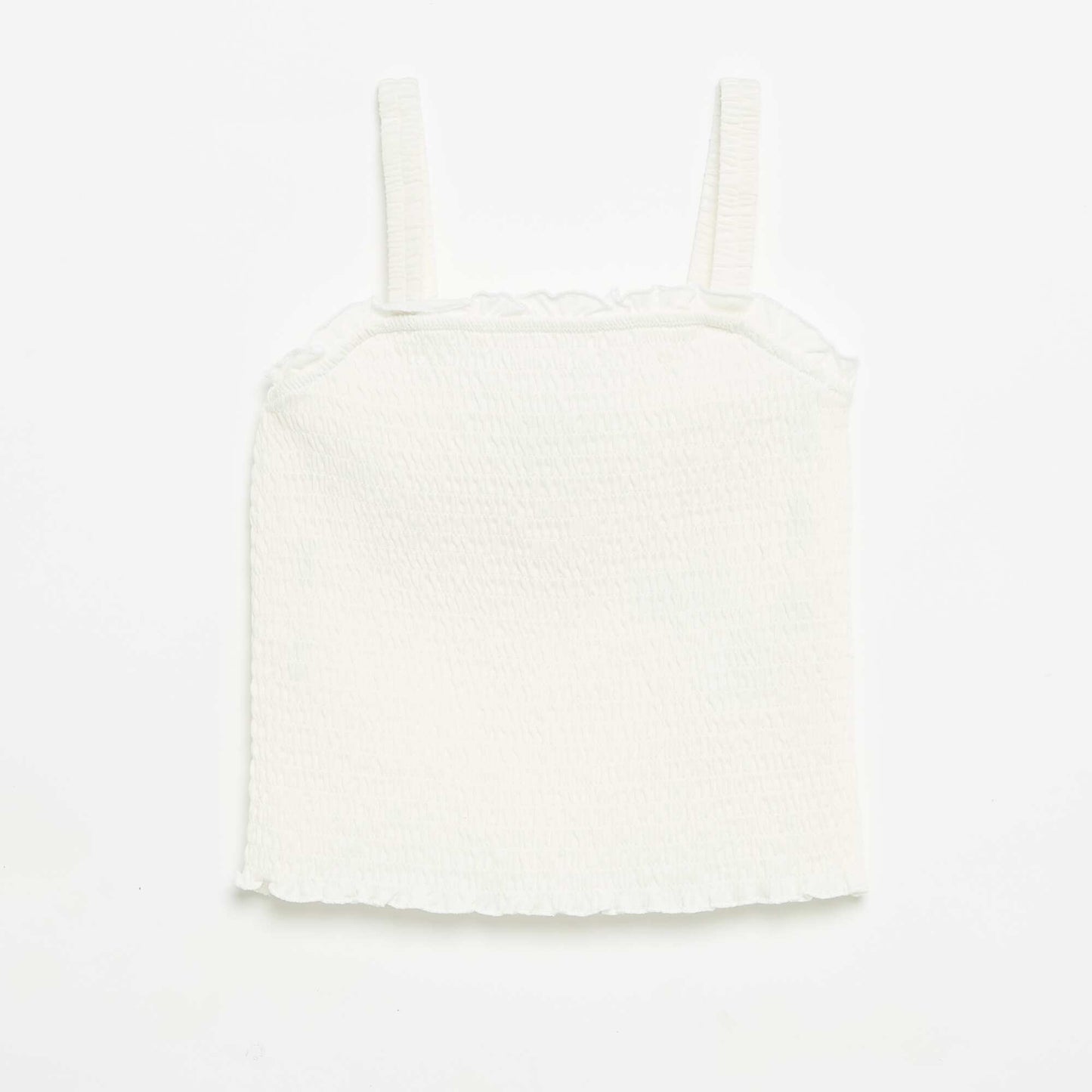 Smocked Strappy T-shirt WHITE