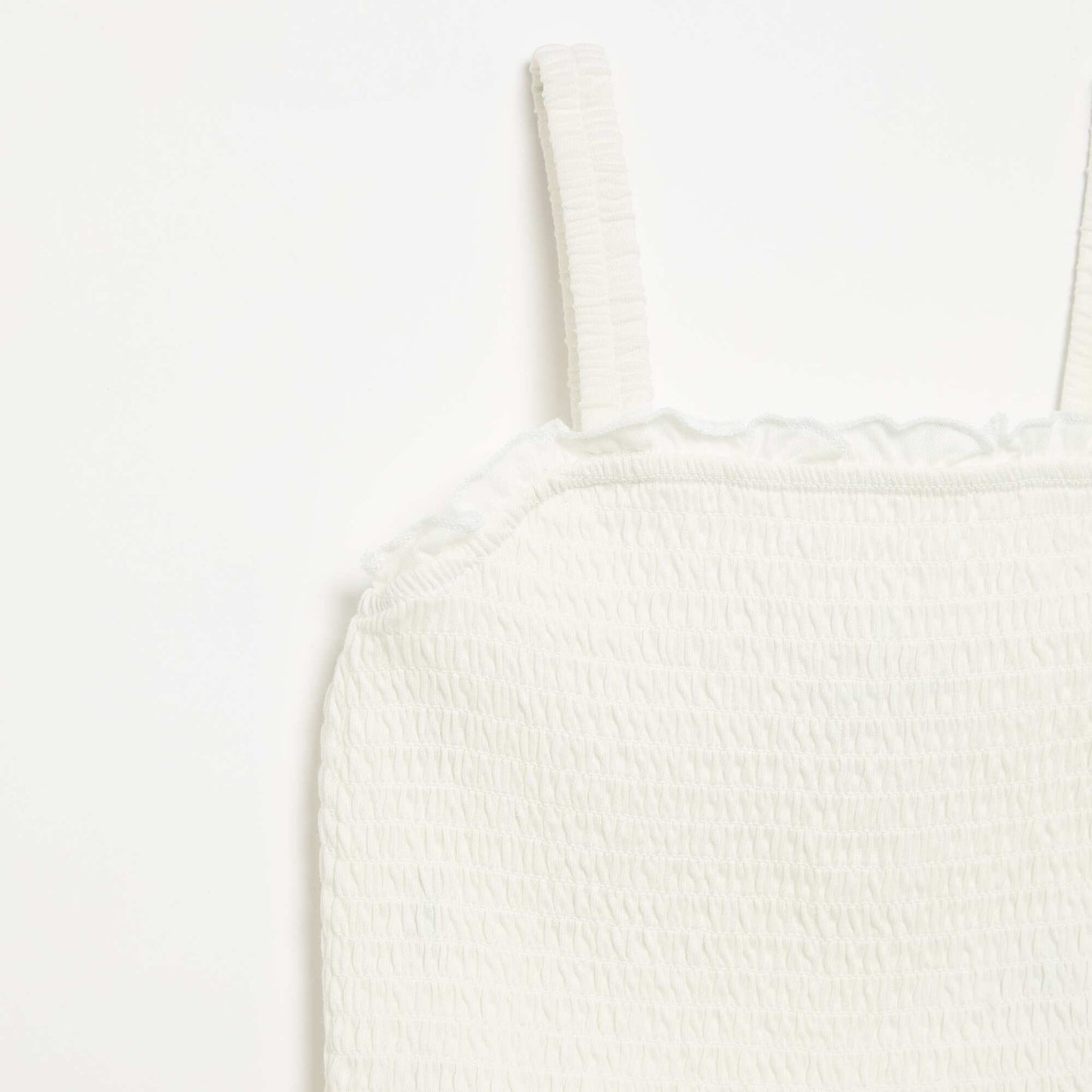 Smocked Strappy T-shirt WHITE