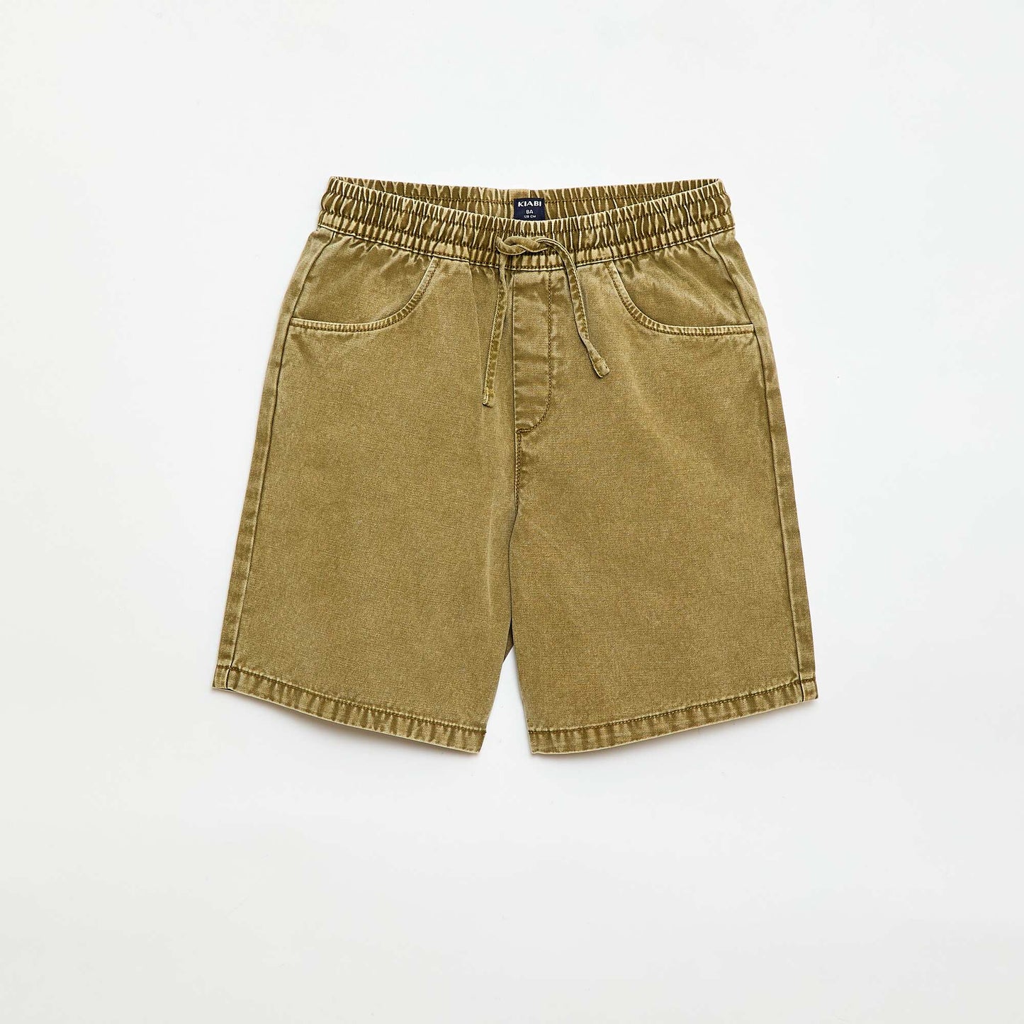 Straight-Cut Bermuda Shorts with Elasticated Waist KHAKI