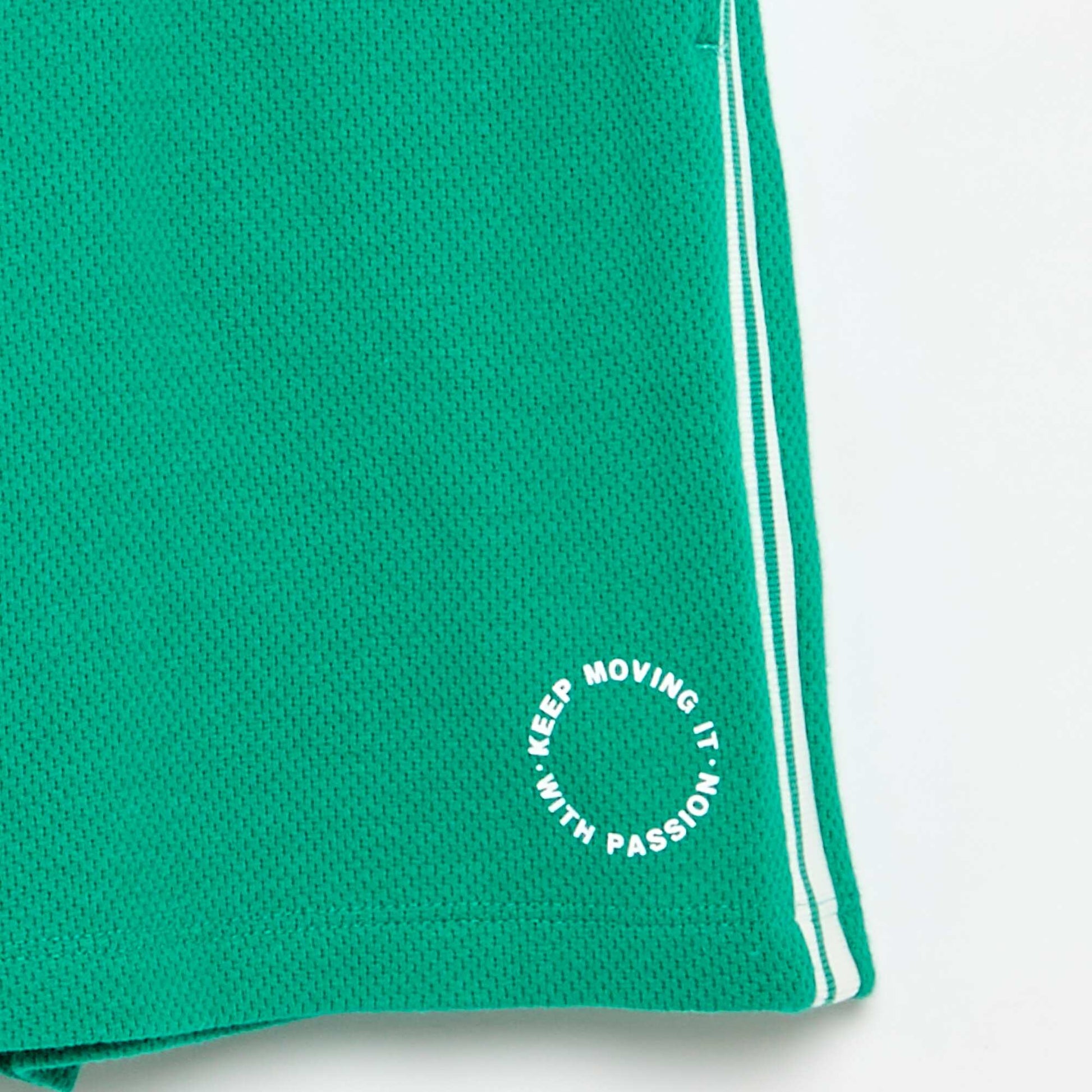 Relaxed Shorts with Contrasting Side Stripes GREEN