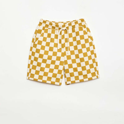 Patterned French Terry Bermuda Shorts BEIGE