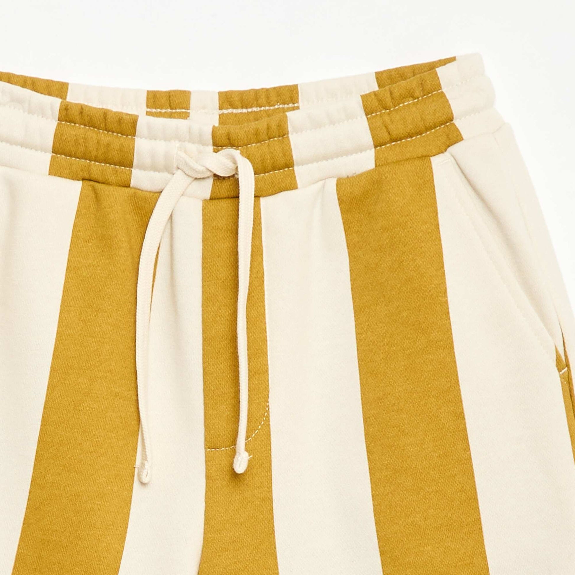 Patterned French Terry Bermuda Shorts BEIGE