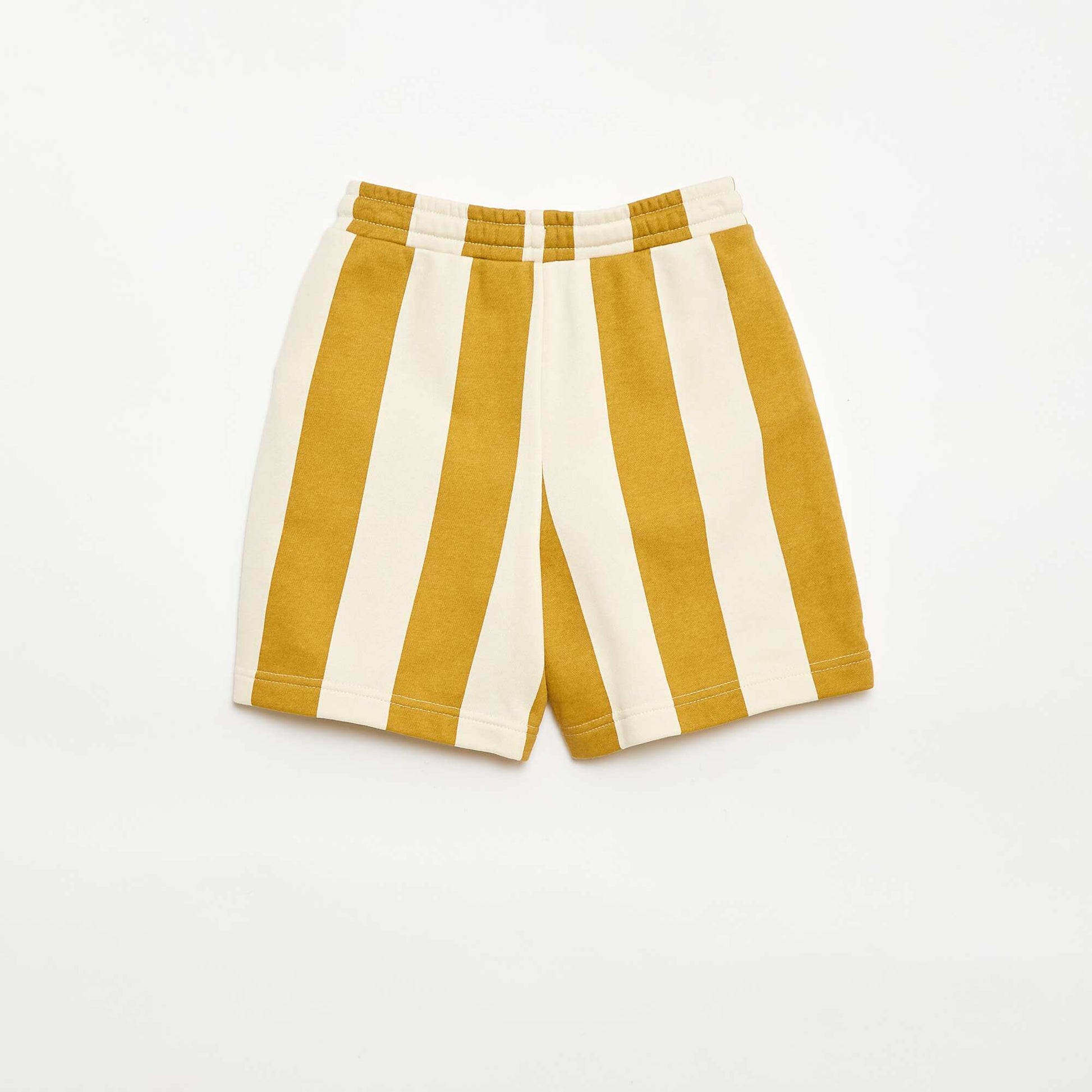 Patterned French Terry Bermuda Shorts BEIGE