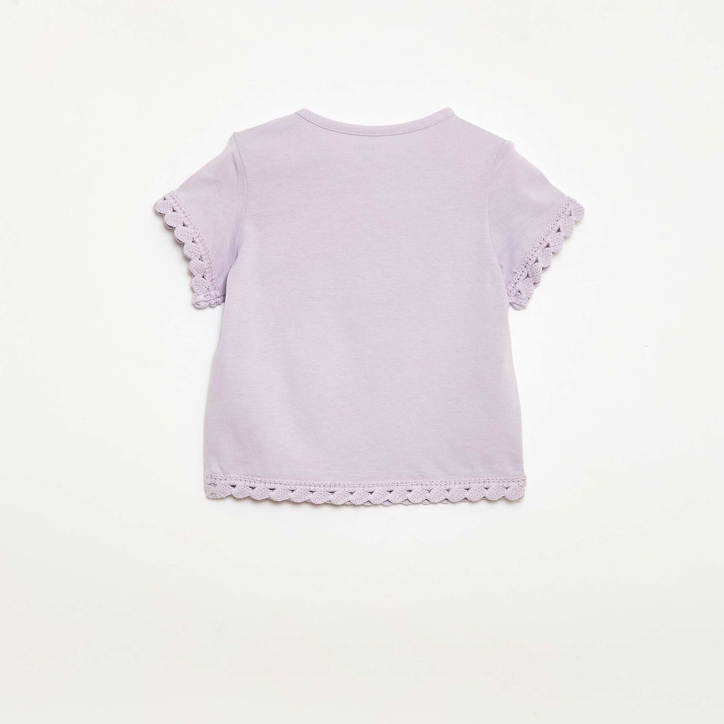 Short-sleeved T-shirt with crochet details PINK