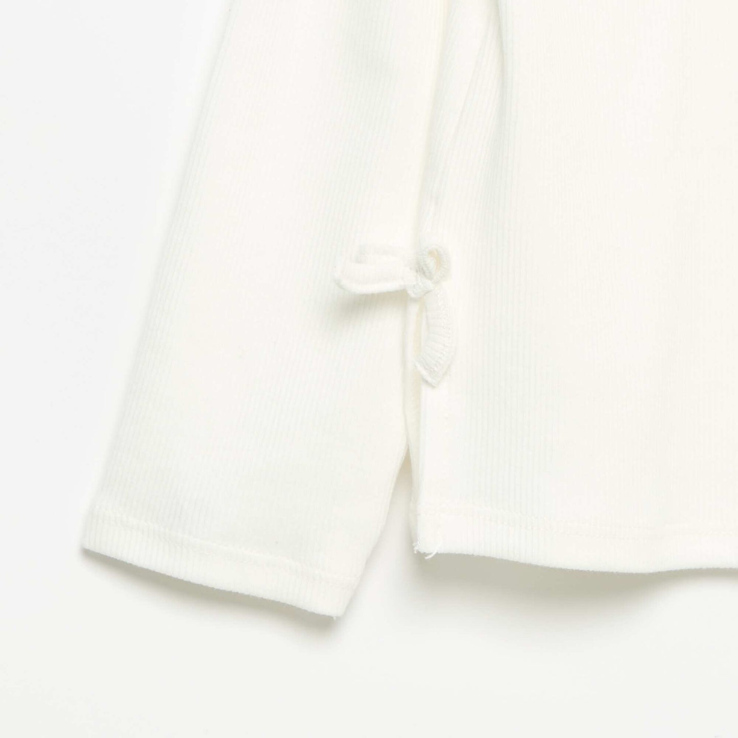 Long-sleeved ribbed T-shirt with bow WHITE