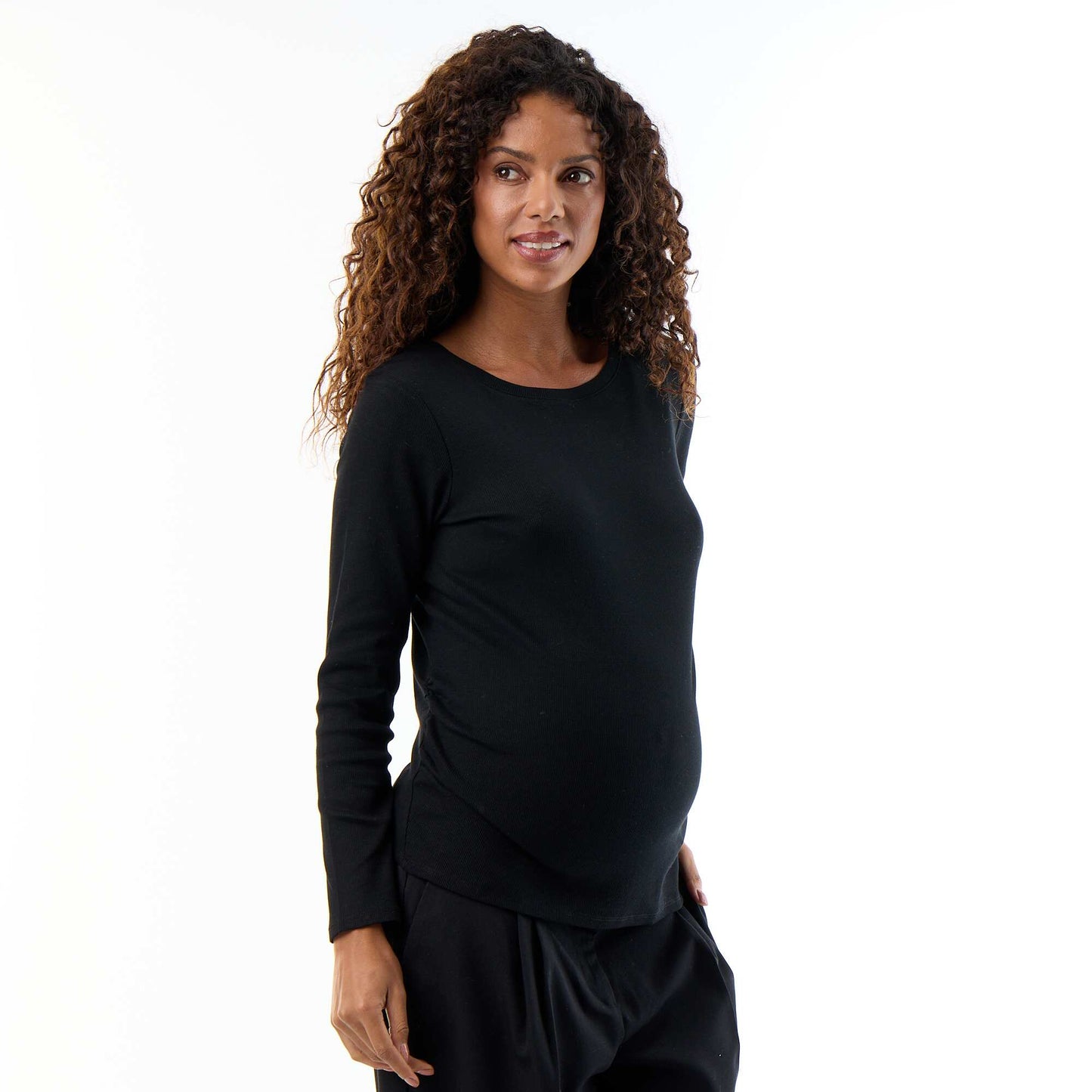Ribbed Maternity T-shirt BLACK