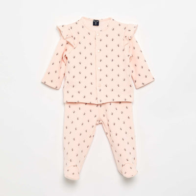 2-piece footed pajama set PINK