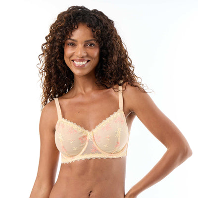 Full-coverage lace balconette bra ORANGE
