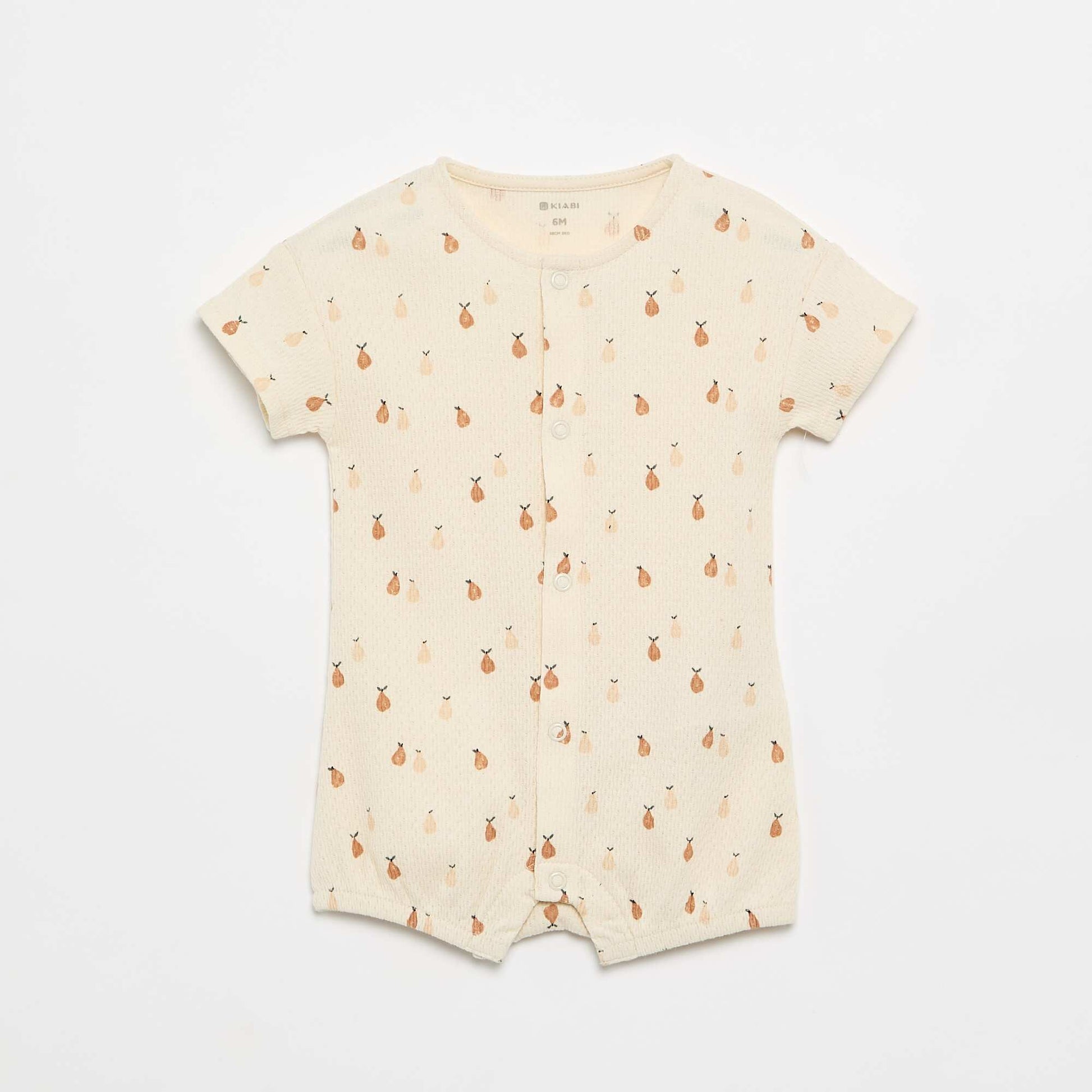 Set of 2 Lightweight Buttoned Baby Sleepsuits BEIGE