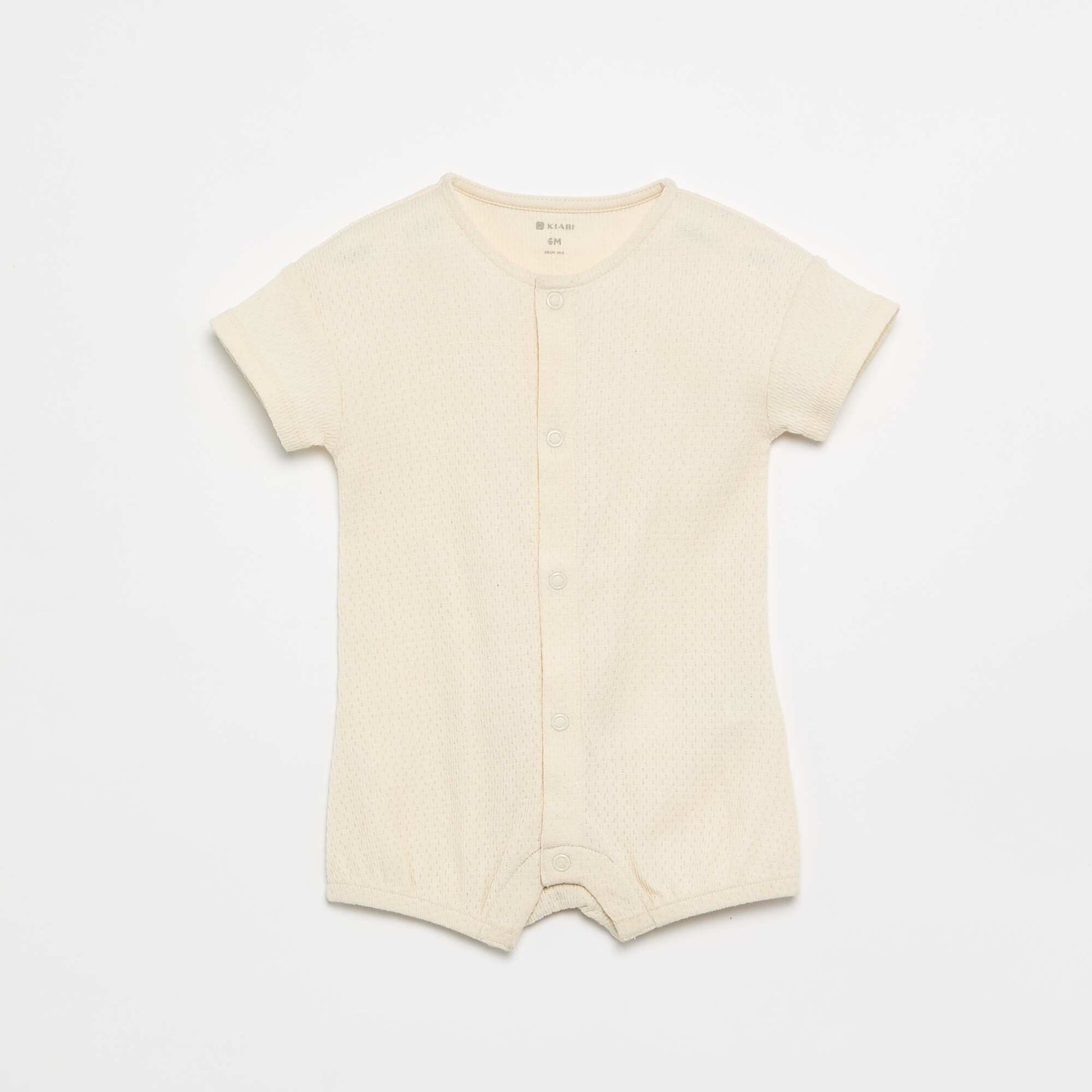 Set of 2 Lightweight Buttoned Baby Sleepsuits BEIGE