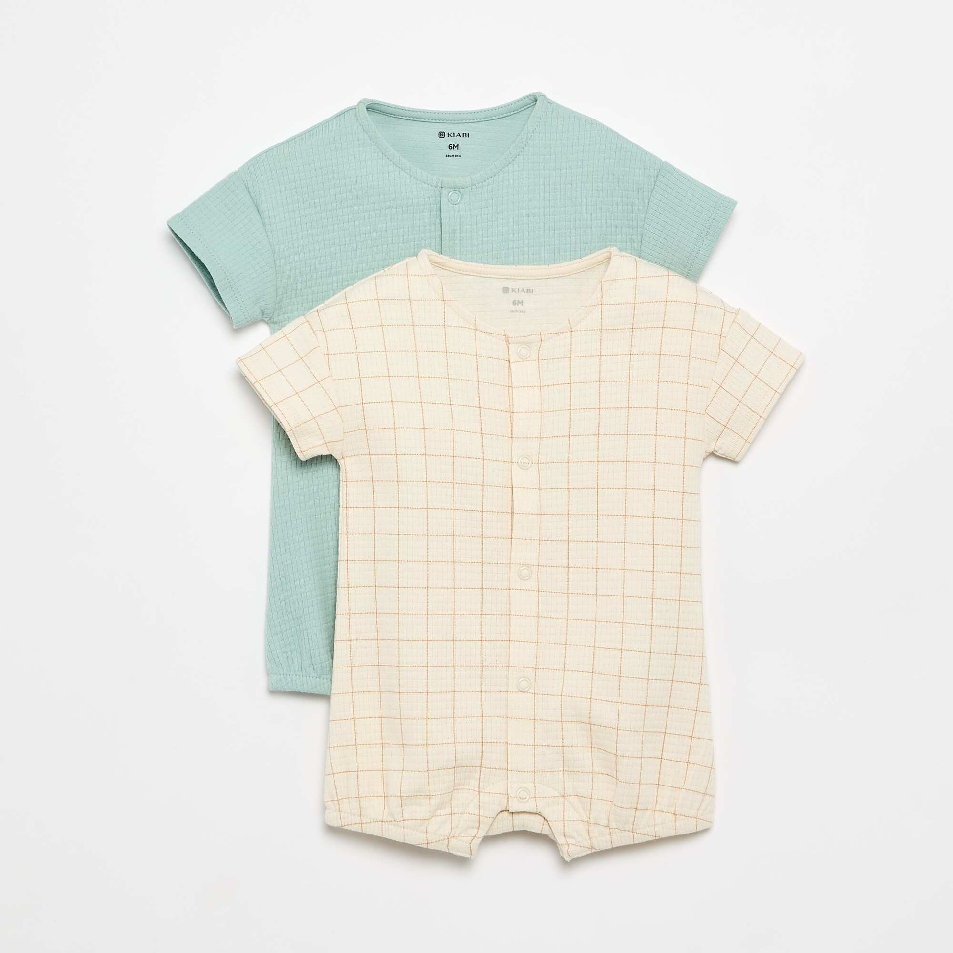 Set of 2 Lightweight Buttoned Baby Sleepsuits WHITE