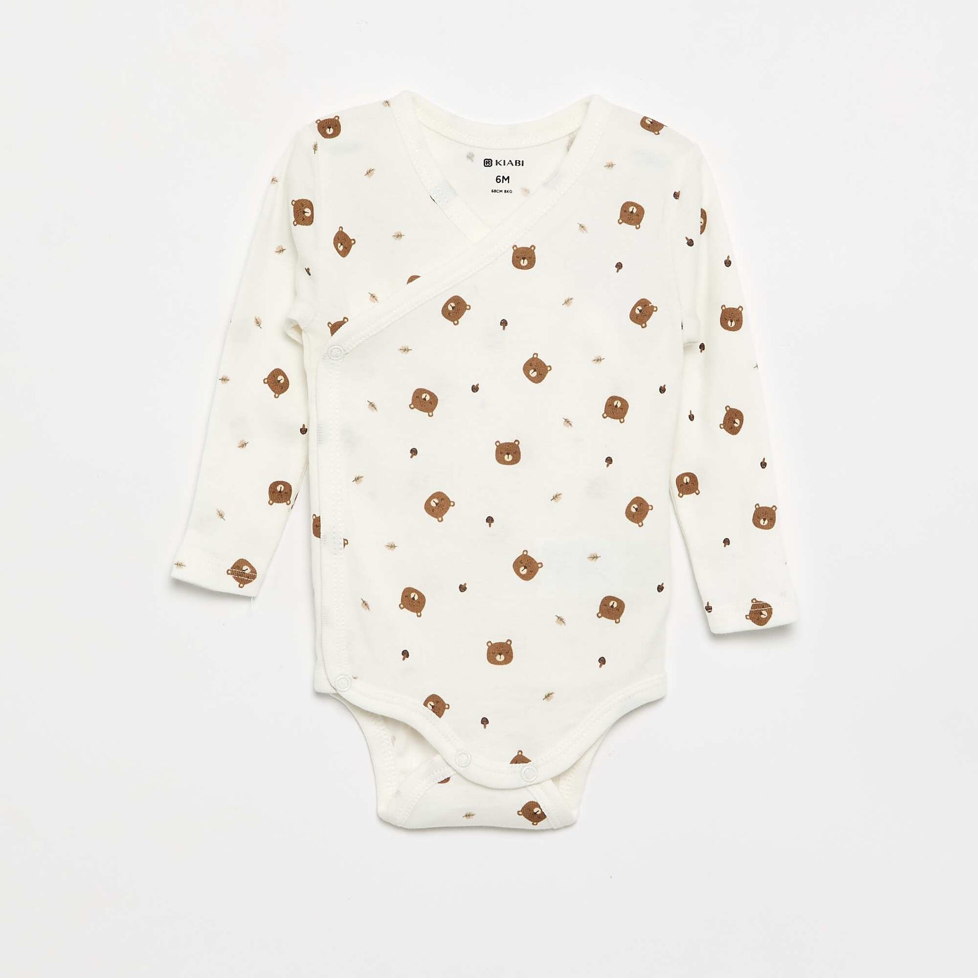 Pack of 5 Printed Cotton Bodysuits BROWN