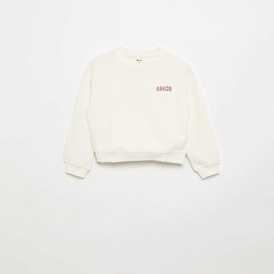 Printed Fleece Sweatshirt WHITE