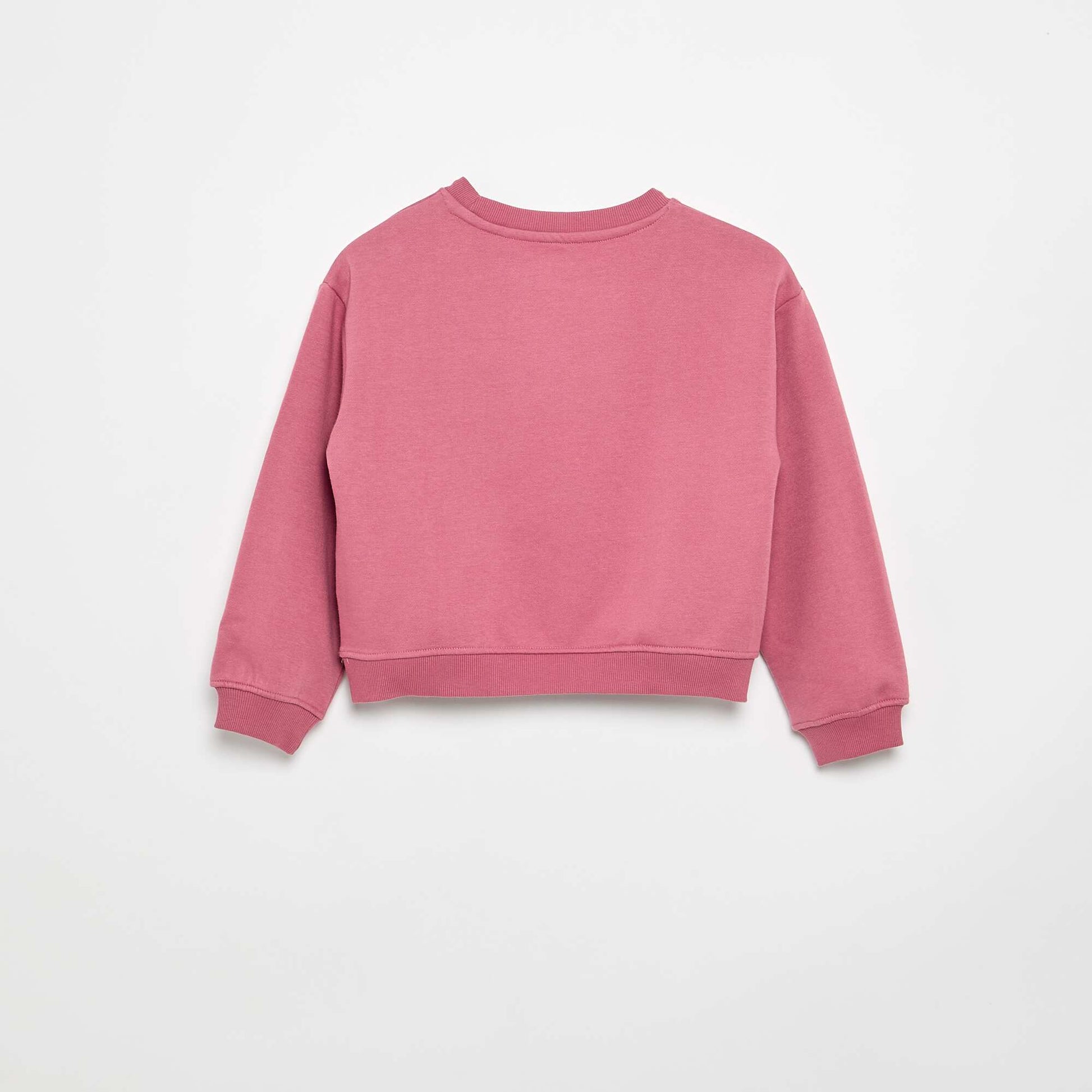 Fleece sweatshirt with chest print PINK