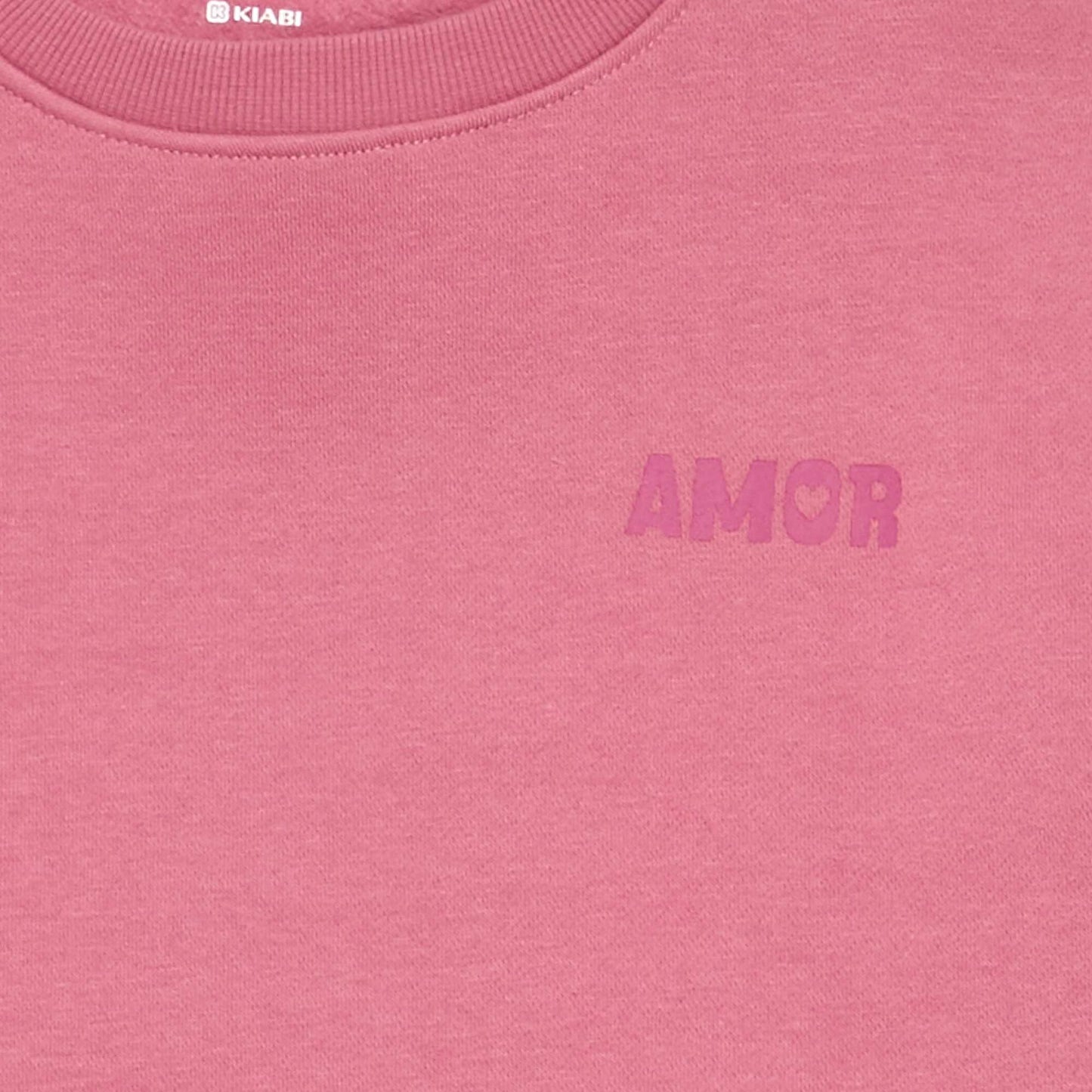 Fleece sweatshirt with chest print PINK