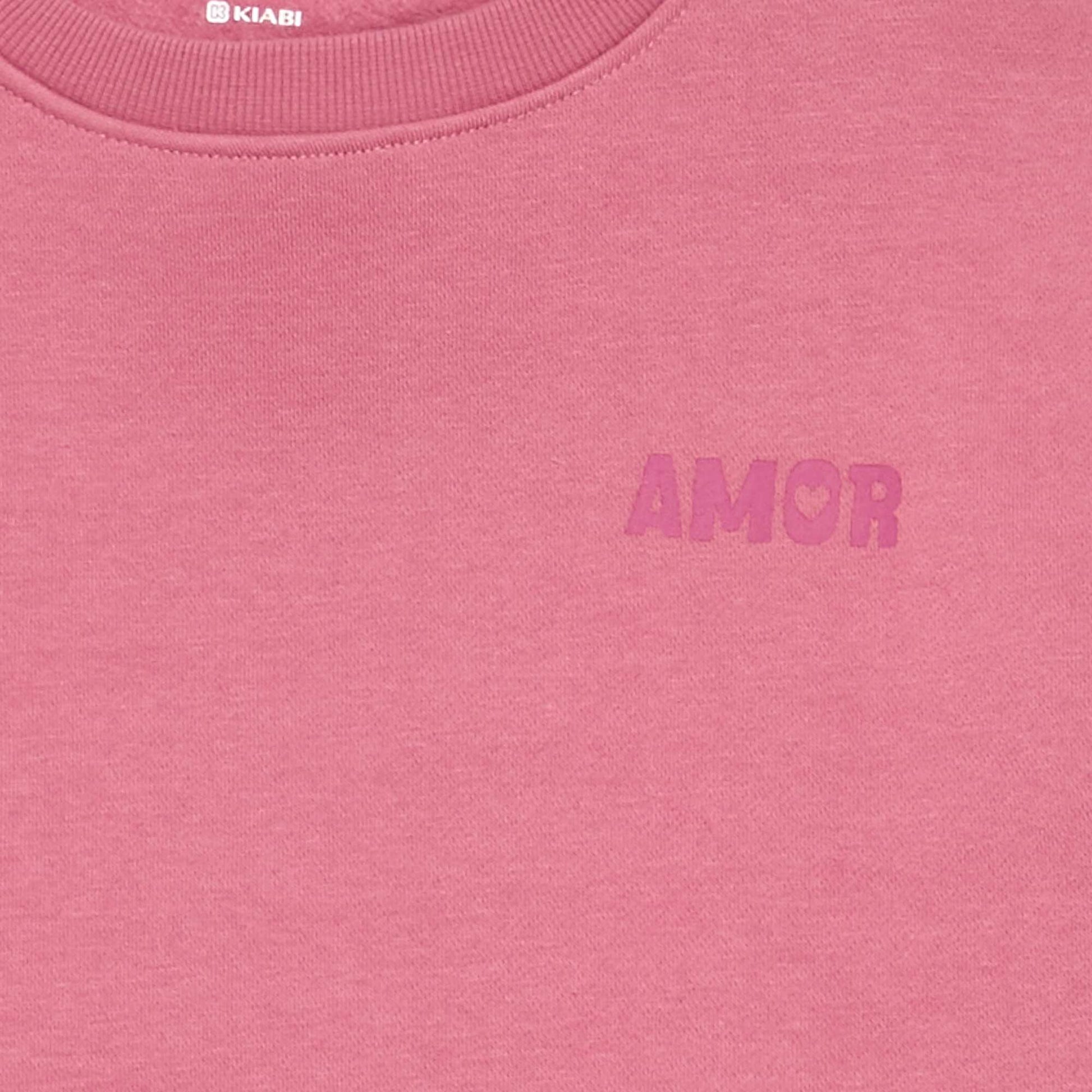 Fleece sweatshirt with chest print PINK