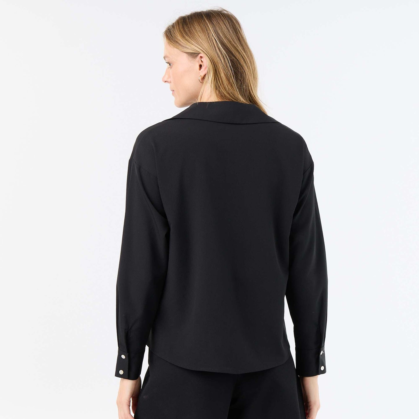 Fluid Plain Blouse BLACK