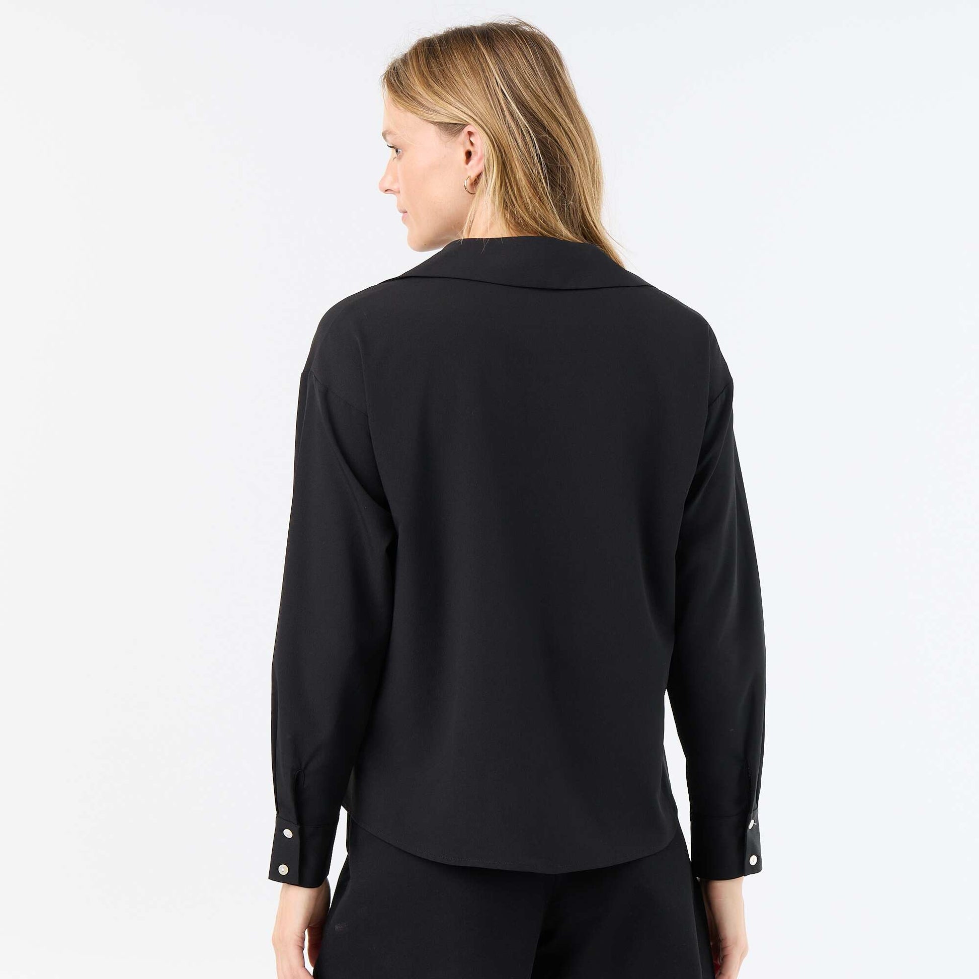 Fluid Plain Blouse BLACK