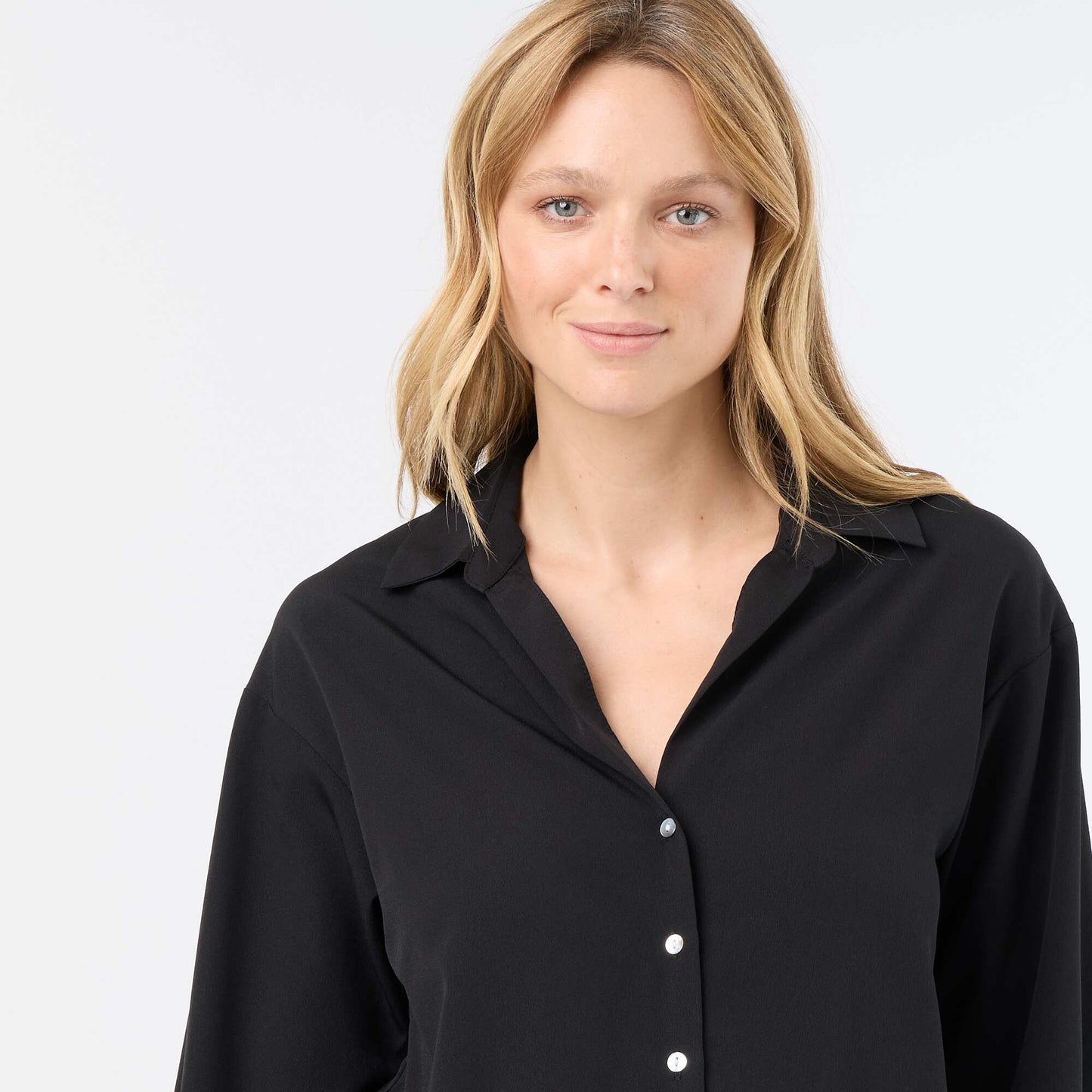 Fluid Plain Blouse BLACK