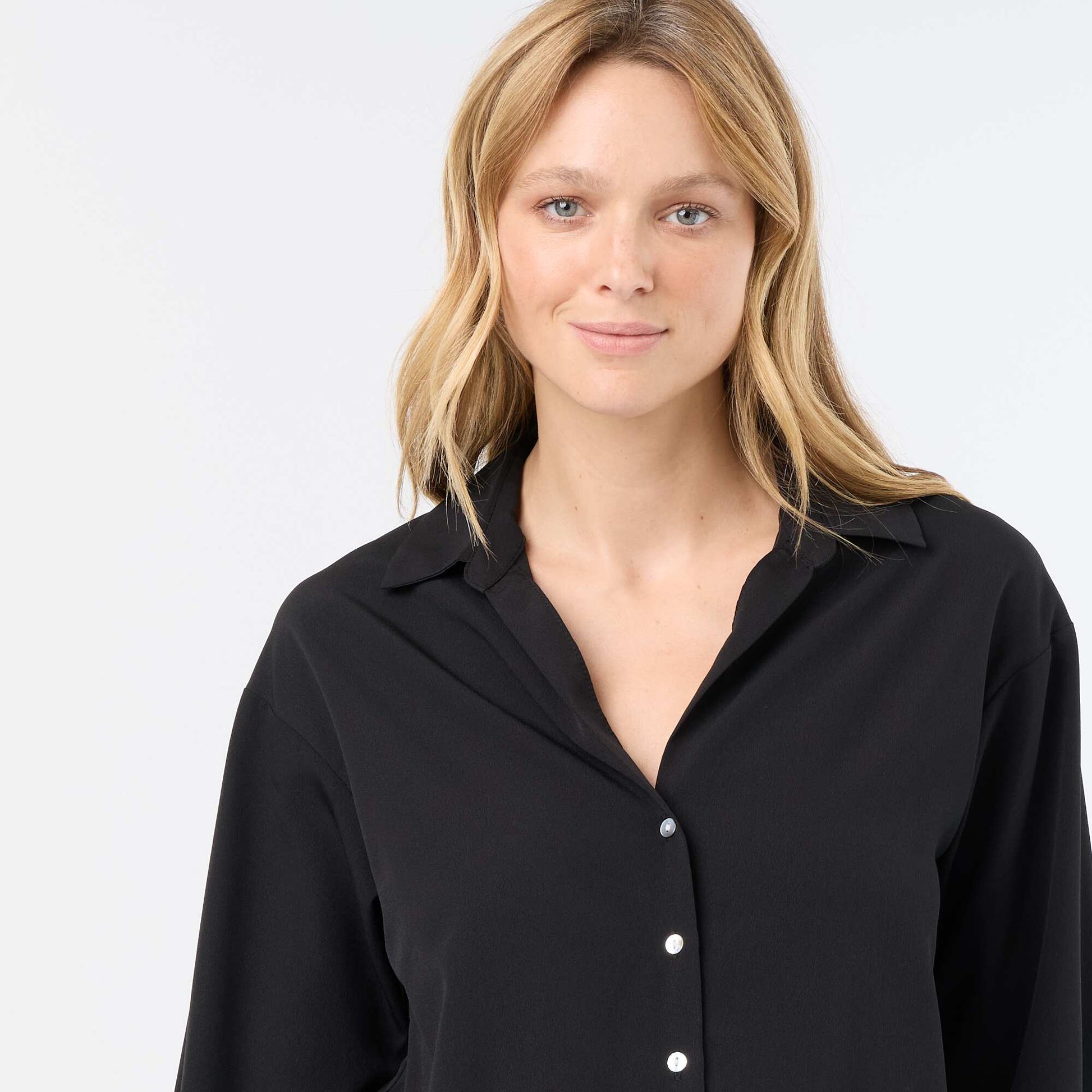 Fluid Plain Blouse BLACK