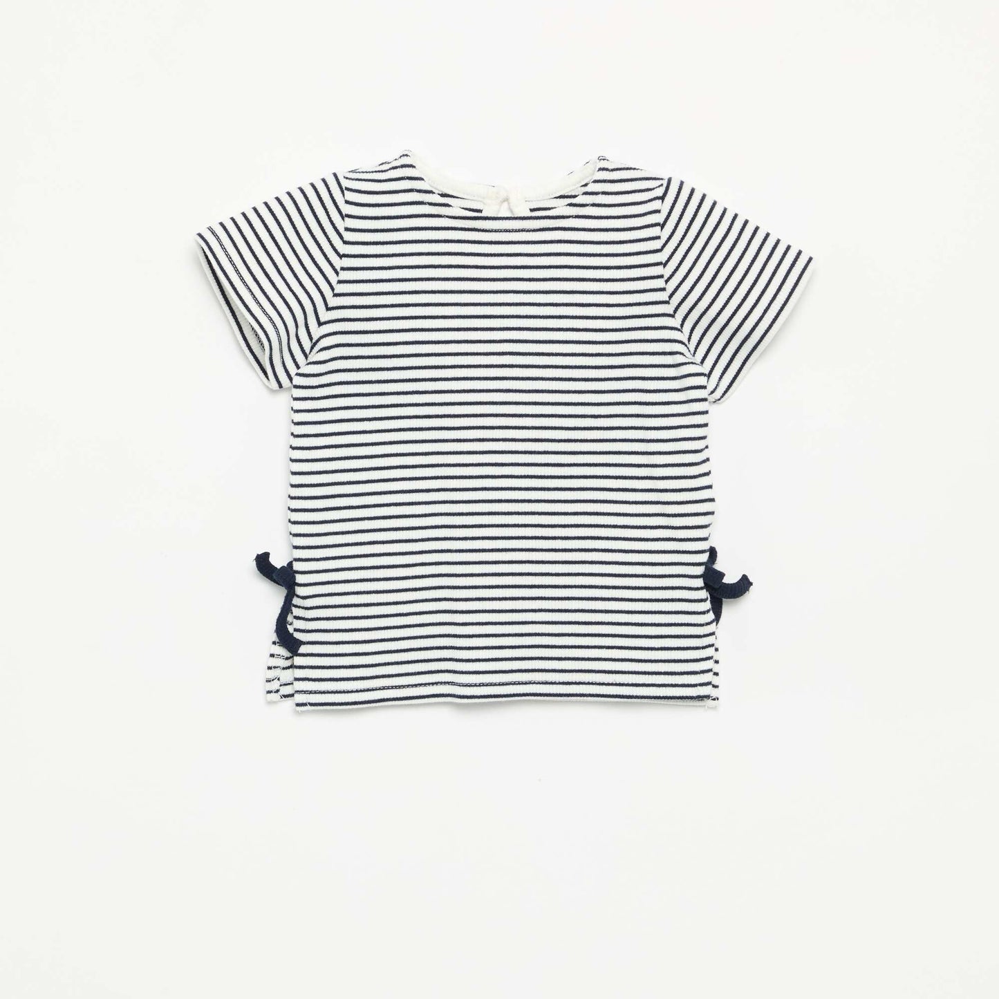 Striped Short-Sleeved T-Shirt with Bows BLUE