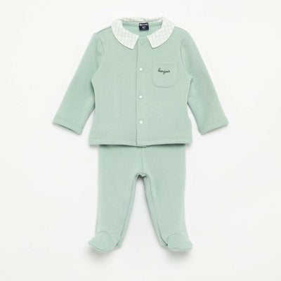 2-piece velour-look pajamas GREEN