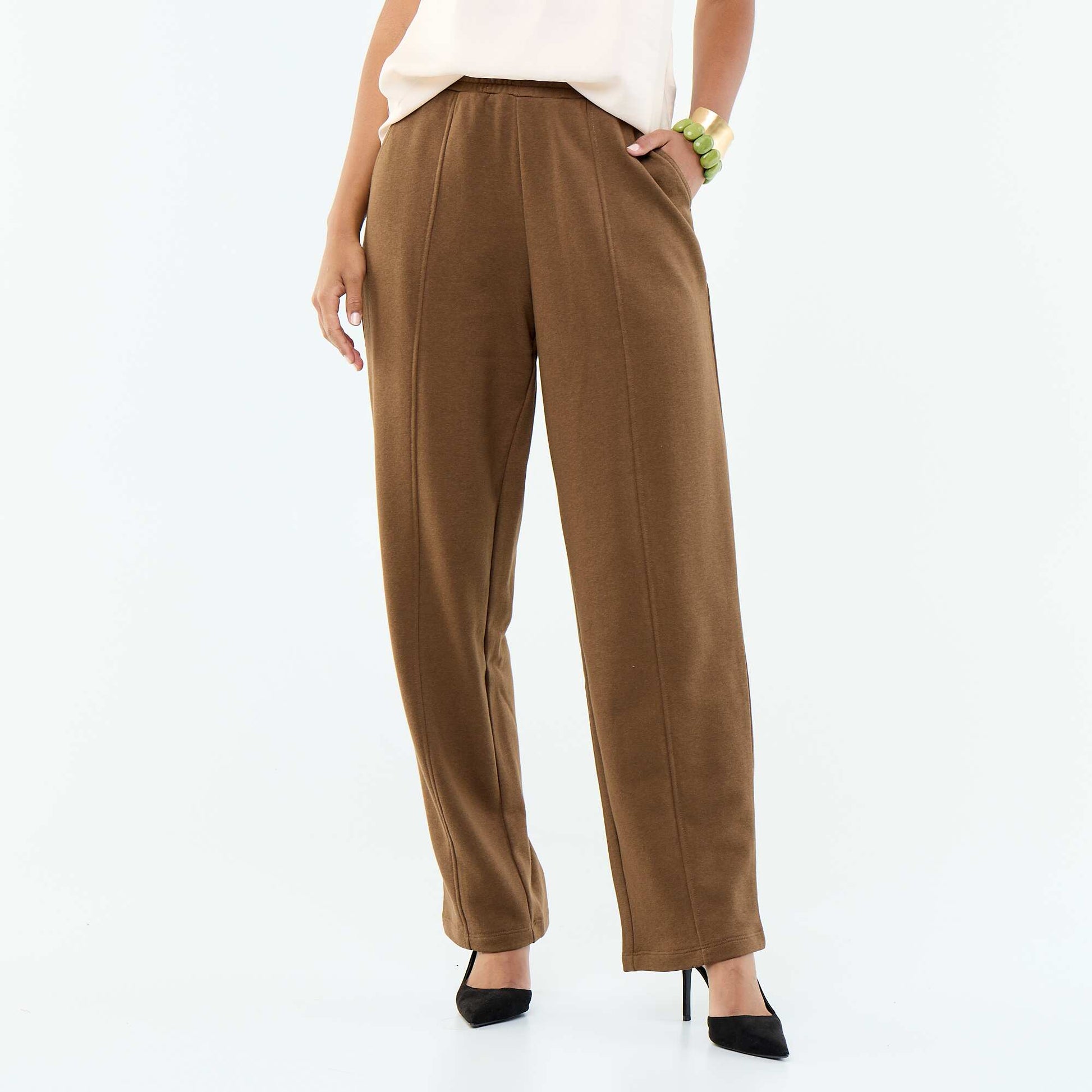 Heavy knit joggers BROWN