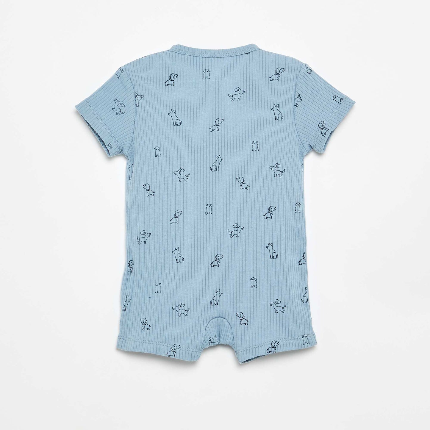 Short Ribbed Knit Sleepsuit BLUE