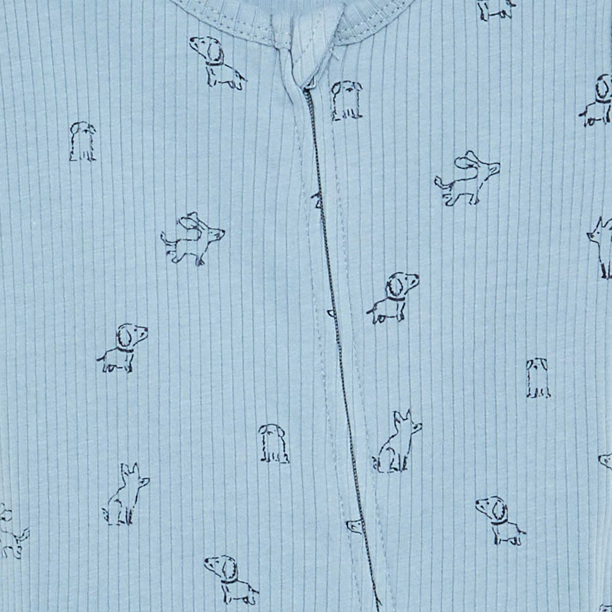 Short Ribbed Knit Sleepsuit BLUE