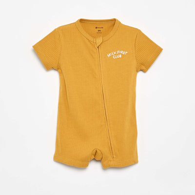 Short Rib-Knit Baby Sleepsuit YELLOW