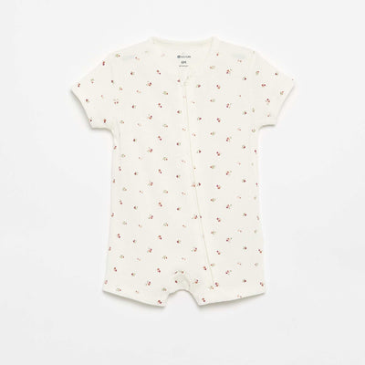 Short Ribbed Knit Sleepsuit WHITE