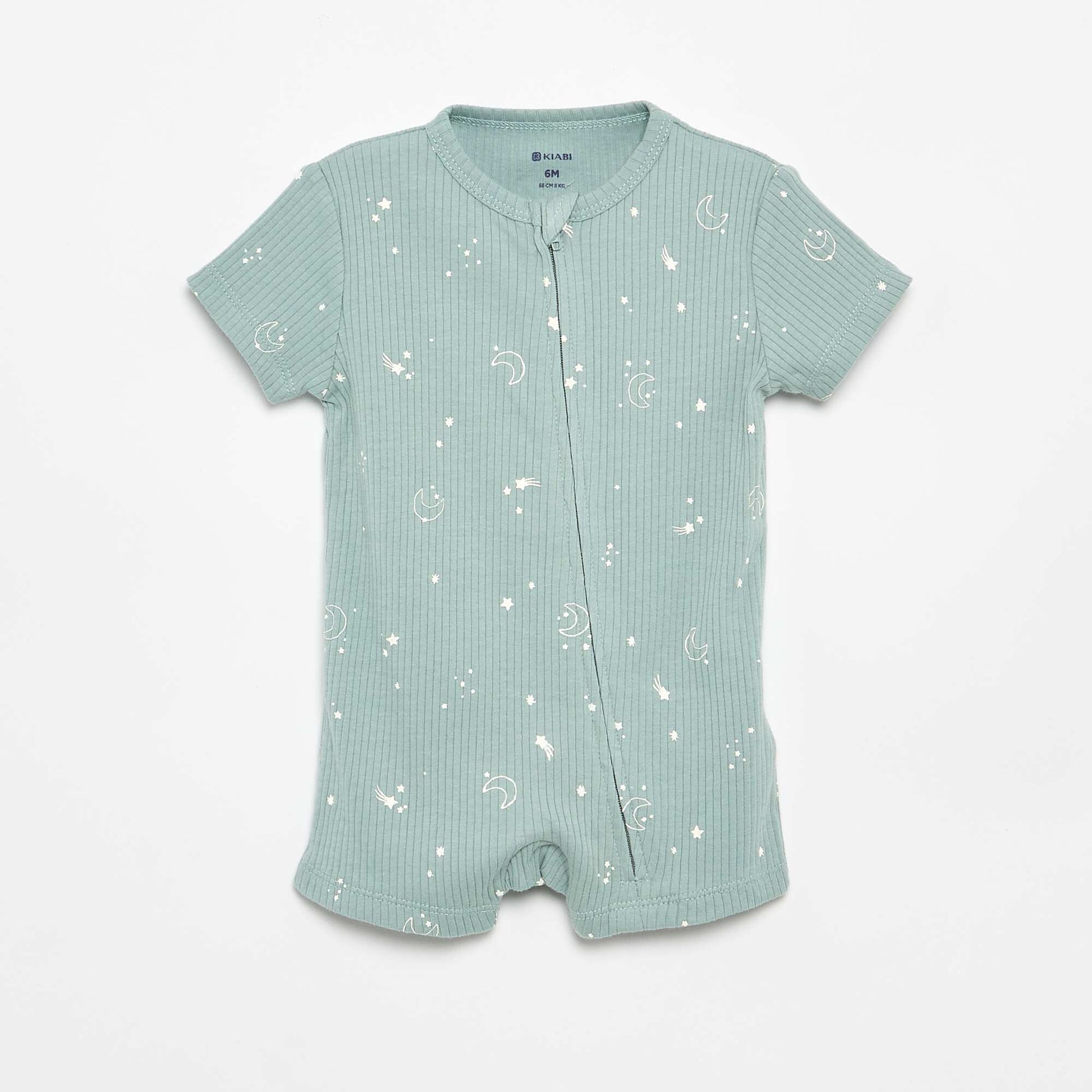 Short Ribbed Knit Sleepsuit BLUE