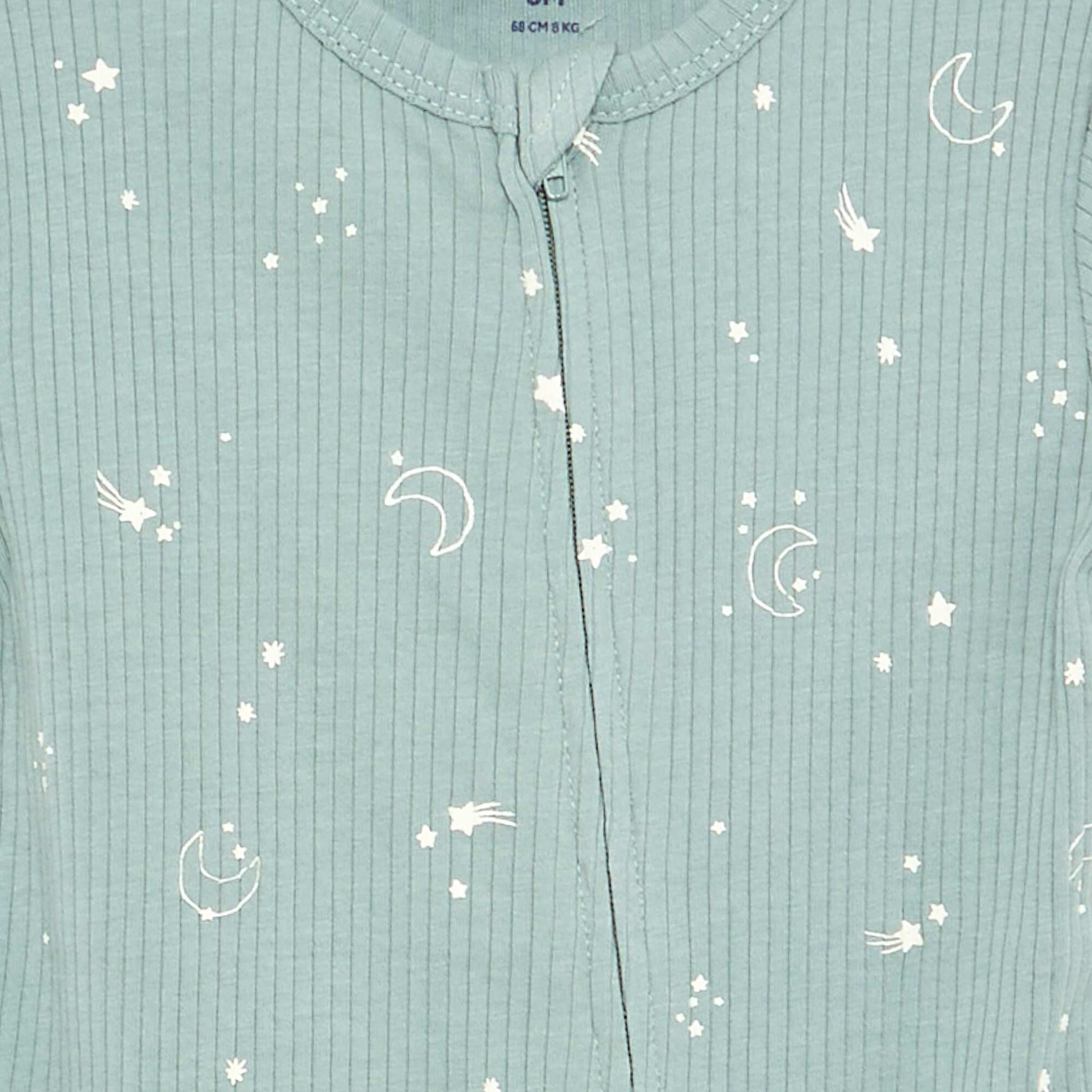 Short Ribbed Knit Sleepsuit BLUE