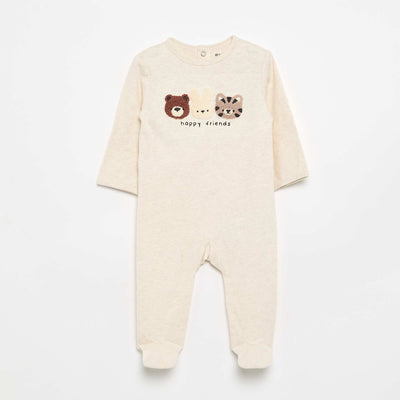 Cotton jersey sleepsuit BEIGE