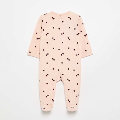 Heart-Print Cotton Jersey Babygrow PINK