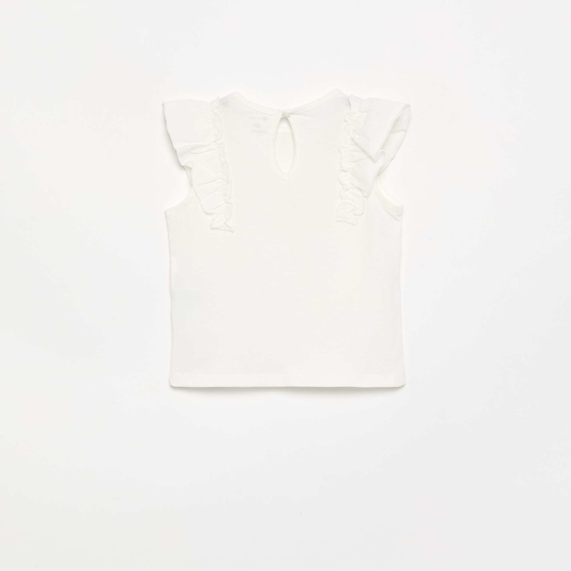 Ruffle-sleeved T-shirt WHITE