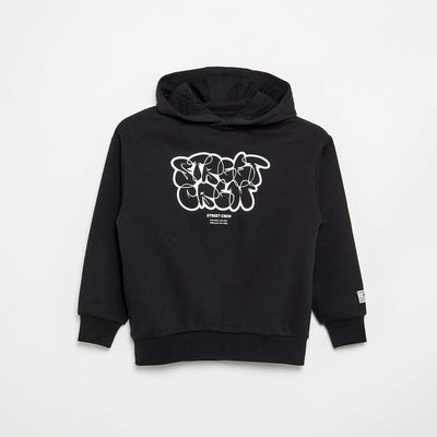 Printed Hooded Sweatshirt BLACK