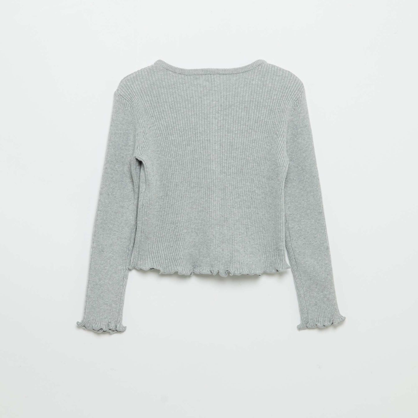 Long-sleeved ribbed knit cardigan GREY