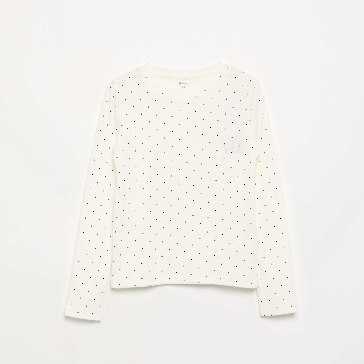 Long-sleeved ribbed knit T-shirt WHITE