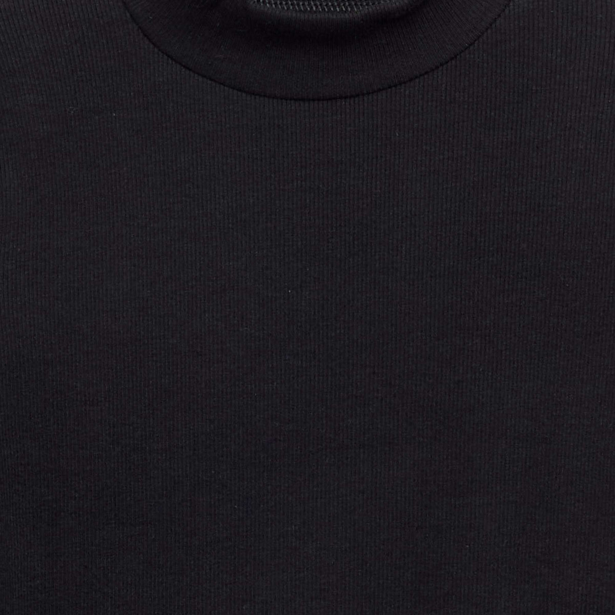 Solid Turtleneck with Lettuce Trim BLACK