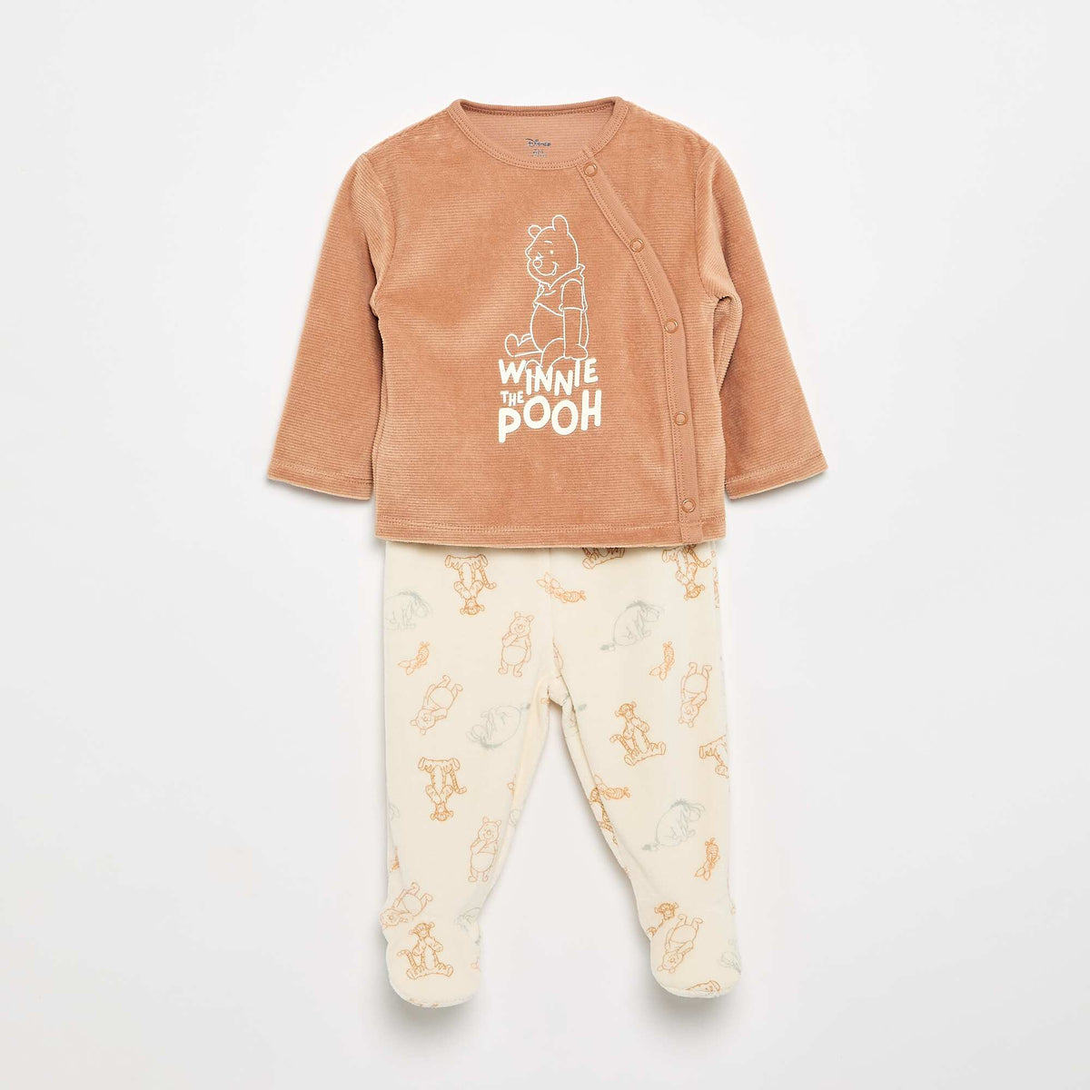 'Mickey Mouse' Velvet 2-Piece Pajama Set BROWN