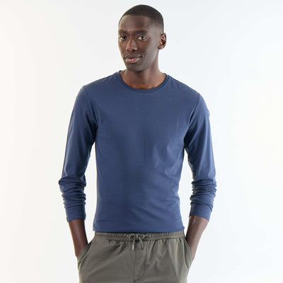 Plain Long-Sleeved T-Shirt BLUE